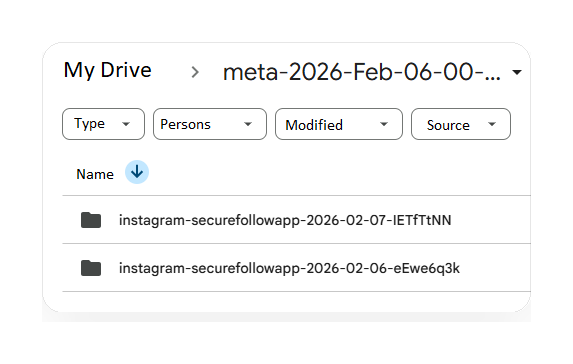 Drive folder layout (example).