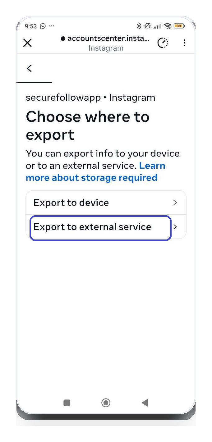 Choose where to export