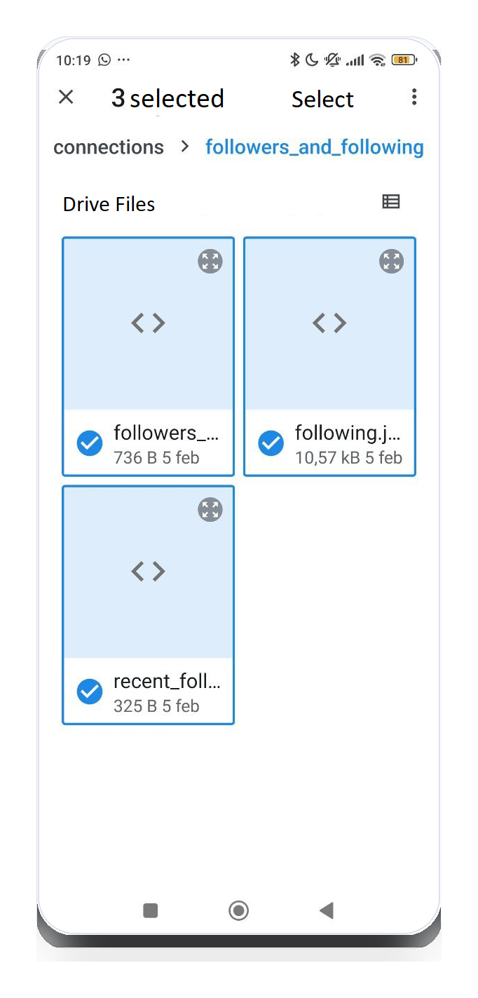 Selecting JSON files