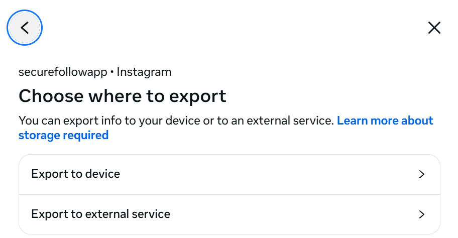 Choose where to export