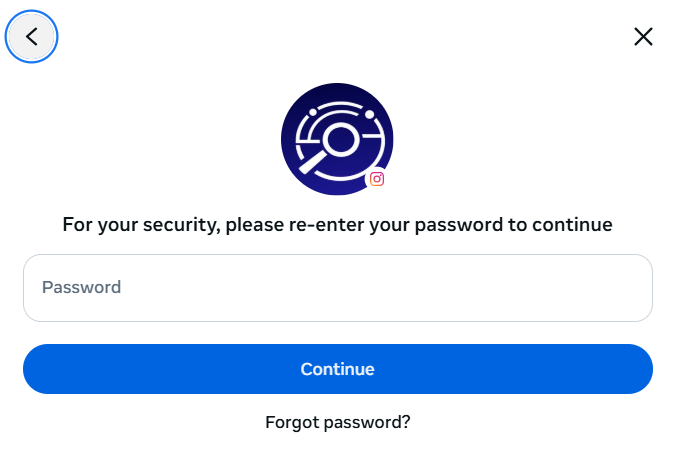 Instagram password confirmation